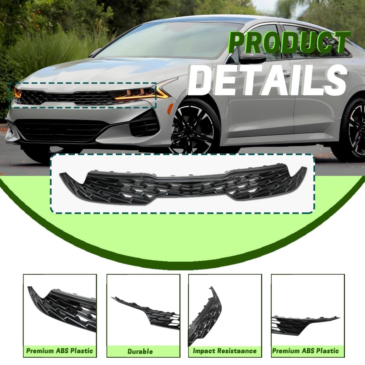 Black Radiator Grill Insert Upper Front For Kia K5 Gt Line Sedan 2021 2022 2023 Replace 86351l3300 86351-l3300