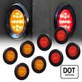 8pc 2 5 In Round Led Trailer Clearance Side Marker Lights Amber And Red Dot Approved Submersible Waterproof Reflector With 