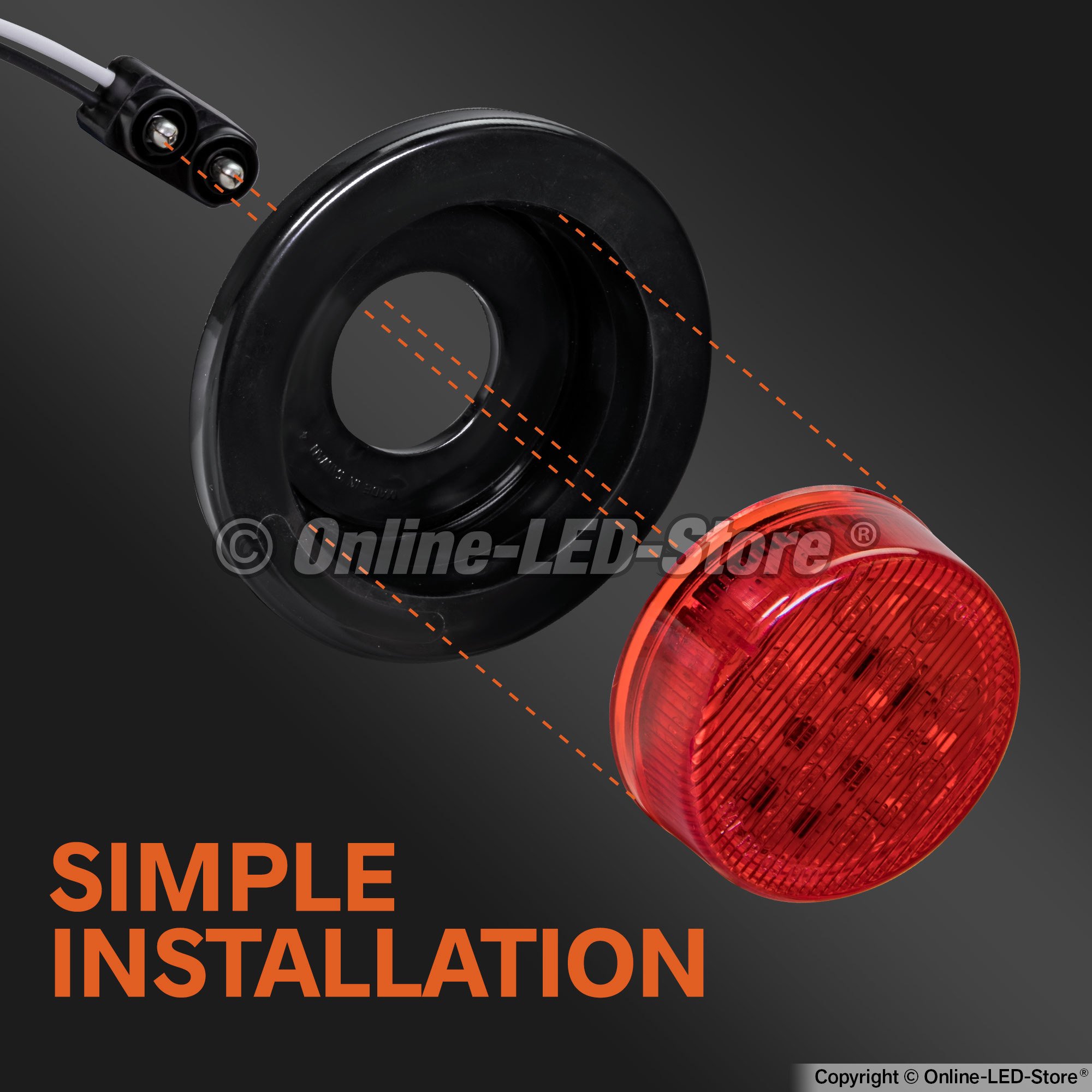 8pc 2 5 In Round Led Trailer Clearance Side Marker Lights Amber And Red Dot Approved Submersible Waterproof Reflector With