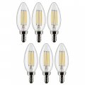 Satco S21366 06 4-watt Led E12 Light Bulbs 2700k 15000 Hour Rating Dimmable 6 Pack