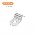 Uxcell 100 Pcs Pipe Strap Fit For 5 32in 4mm 304 Stainless Steel Clamp With 1 Hole Conduit Or Fixing