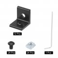 Uxcell 2020a Aluminum Extrusion Profile Corner Bracket 2 Holes L-shape Right Angle Joint Connectors Black 1 Set