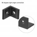 Uxcell 2020a Aluminum Extrusion Profile Corner Bracket 2 Holes L-shape Right Angle Joint Connectors Black 1 Set