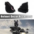 Acropix 1 Pair Universal Bicycle Motorcycle Self Adhesive Plush Cat Ears Shape For Helmet Decor Accessory Black Pink