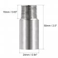Uxcell Shower Head Extension Arm Stainless Steel 1 2pt Male To Female Thread 50mm Length Cast Pipe Fitting Coupler 2pcs
