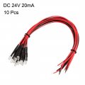 Uxcell 10pcs 3mm Pre Wired Led Warm White Dc24v Clear Lens Light Emitting Diodes