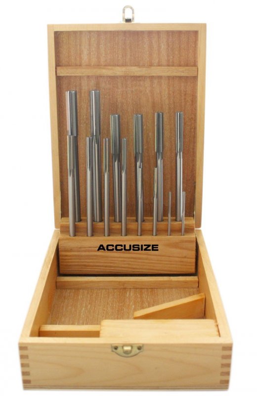 Accusize Indtrial Tools 14 Pc Over And Under Size H S S Chucking Reamer Set 0 12 Thru 0 5010 In Fitted Case 5500-sx00