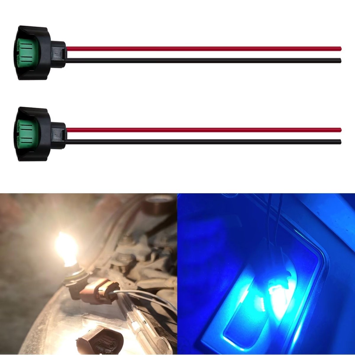Premium Upgraded 2pcs Wire Pigtail Female C H11 Two-beam Headlight Low Beam Bulb Plug Connector For 2015-2021 Honda Civic