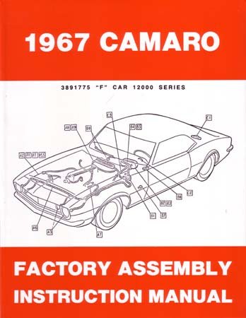 1967 Chevrolet Camaro Rs Ss Z28 Assembly Shop Manual