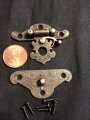 20x Mini Dollhouse Antique Bronze Wood Box Latch Sets Case Lock Hinge Small