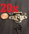 20x Mini Dollhouse Antique Bronze Wood Box Latch Sets Case Lock Hinge Small