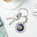 Graphics More Celestial Suns Moon Shooting Stars Keychain Spinning Round Chrome Plated Metal