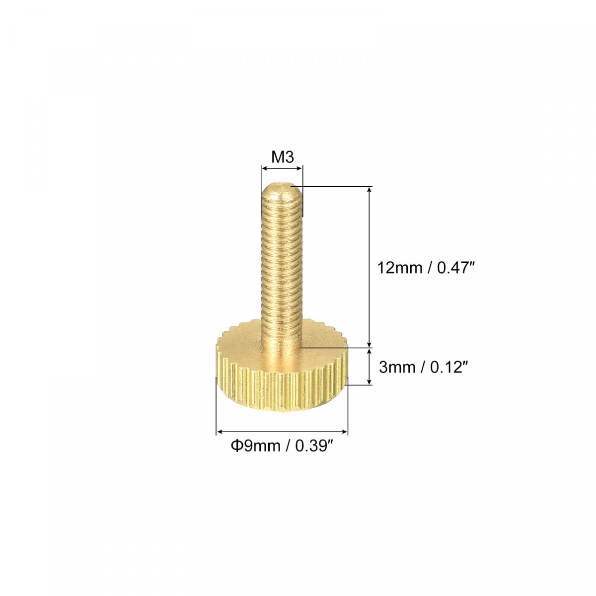 4pcs Brass Knurled Thumb Screws M3x12mm Flat Grip Bolt Knobs Fasteners For Electronic Mechanical