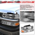 Auto Dynasty Headlights Assembly And Bumper Lamps Mount Brackets Set For 1999-2006 Chevy Silverado Suburban Tahoe 1500 2500 Hd