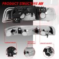 Auto Dynasty Headlights Assembly And Bumper Lamps Mount Brackets Set For 1999-2006 Chevy Silverado Suburban Tahoe 1500 2500 Hd