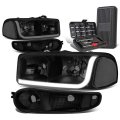 Led Drl Tinted Clear Corner Headlight W Bumper Lamps Tool Kit Compatible With Gmc Sierra 01-07