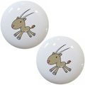 Baby Antelope Ceramic Cabinet Drawer Pulls Knobs Set Of 2 