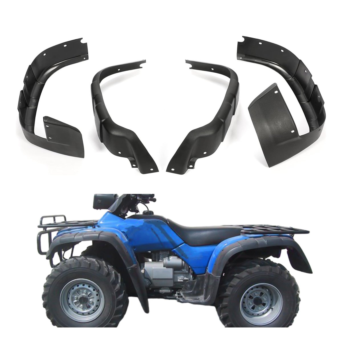 Front And Rear Mud Guard Fender For 1995 To 2004 Trx400 Trx450 Foreman Black Flaps Flares 4 Piece Set With Mounting Hardware
