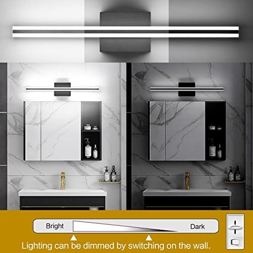Solfart Dimmable Vanity Lights For Bathroom Light Fixtures Over Mirror Modern Matt Black Led