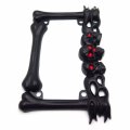 Httmt- Mt294-006- 3d Skull Flame Bones Black Motorcycle License Plate Frame Compatible With Harley-davidson