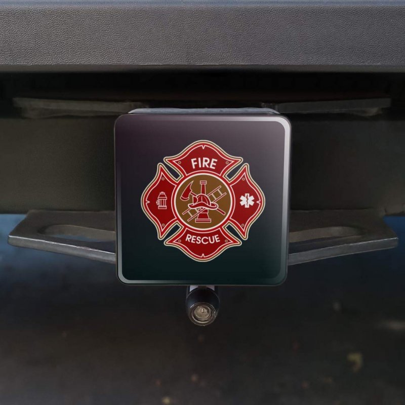 Firefighter Fire Rescue Maltese Cross Tow Trailer Hitch Cover Plug Insert