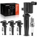 A-premium Set Of 4 Ignition Coil Pack And Iridium Spark Plugs Compatible With Ford Escape 2005008 3l Focus011 2 0l Transit