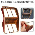 Abs Plastic Peach Wood Grain Headlight Switch Panel Decor Cover Trim For Honda Crv Cr-v 2017-2019