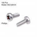 Uxcell M2 5x6mm Machine Screws Pan Phillips Cross Head Screw 304 Stainless Steel Fasteners Bolts 100pcs