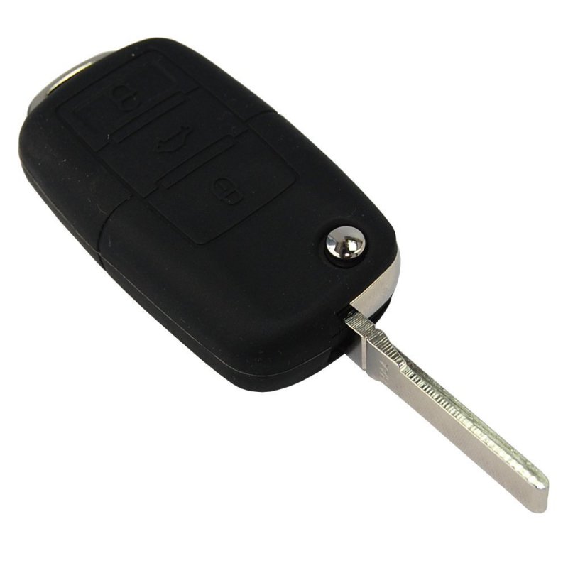 Folding Flip Key Fob Shell Remote Case With 4 Buttons And Black Silicone Cover For Vw Jetta Beetle Passat Rabbit Gti Eos Cc