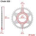Caltric Rear Wheel Chain Sprocket Compatible With Kawasaki 42041-0096 420410096 39 Teeth