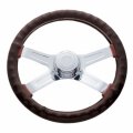 United Pacific 18 Steering Wheel Cover Dark Brown Leather 
