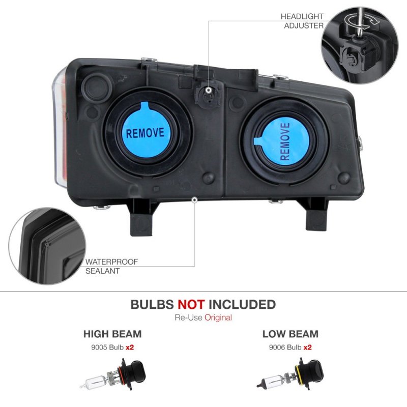 2003-2006 Chevy Silverado 1500 2500 3500 Headlights Matte Black Housing Driver And Passenger Side