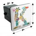 Letter K Floral Monogram Initial Tow Trailer Hitch Cover Plug Insert