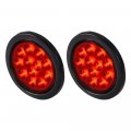 8pcs 4 Round 12-led Smoke Lens Red Brake Stop Running Tail Light Grommet Wiring Plug For Cargo Semi Truck Trailer Rv Container
