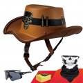 Motorcycle Half Helmet Adult Personality Vintage Retro Western Cowboy Hat Open-face For Women Men Dota Approved Towel 