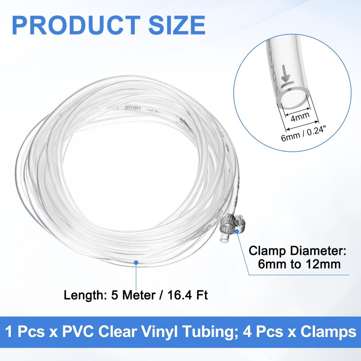 Pvc Clear Vinyl Tubing 0 16 Id 24 Od 4 Ft Length Tube Drain Hose Water Pump Irrigation Pipe Plastic With Clamps For Oil