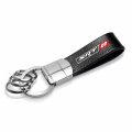 Ipick Image Compatible With Srt-8 Logo Black Real Leather Strap Chrome Round Hook Metal Key Chain