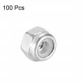 Uxcell M2 X 0 4mm Nylon Insert Hex Lock Nuts 304 Stainless Steel Plain Finish Pack Of 100