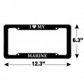 I Love My Marine Usmc White Text On Black Officially Licensed License Plate Tag Frame