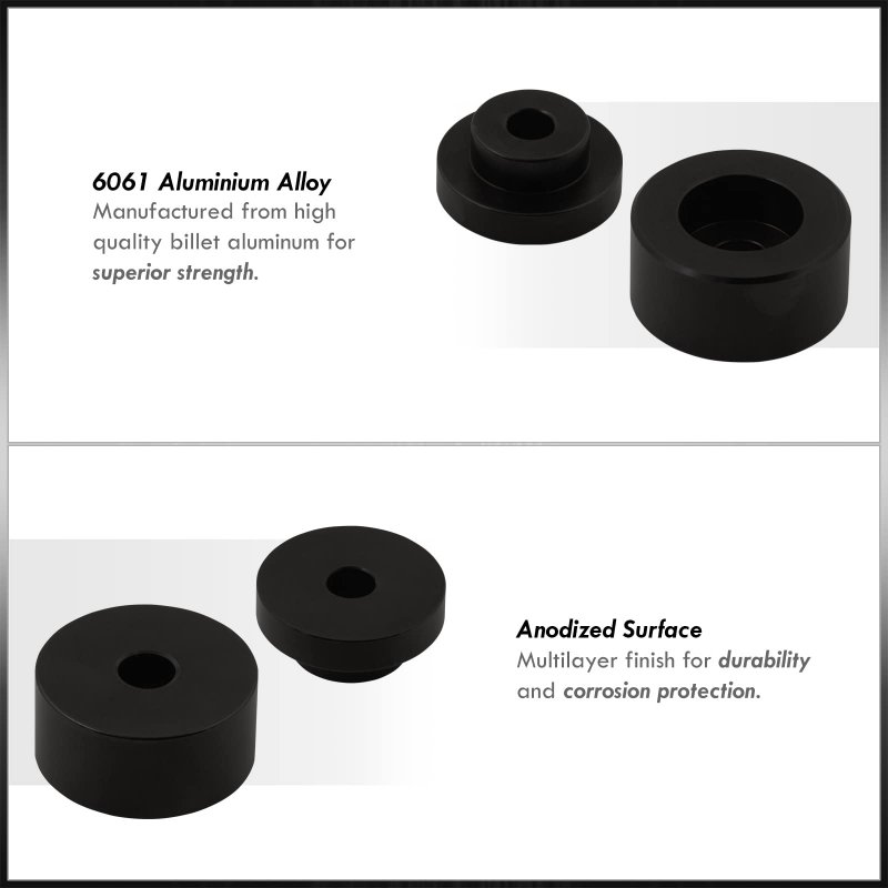 Ajp Distributors Solid Aluminum Rear Differential Diff Mounts Support Bushings Kit Black Compatible Replacement For 240sx S13