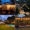 Led Outdoor String Lights 30 Ft Dimmable Waterproof Patio With 27 Plastic Edison G40 Bulbs Shatterproof Globe Decorative 