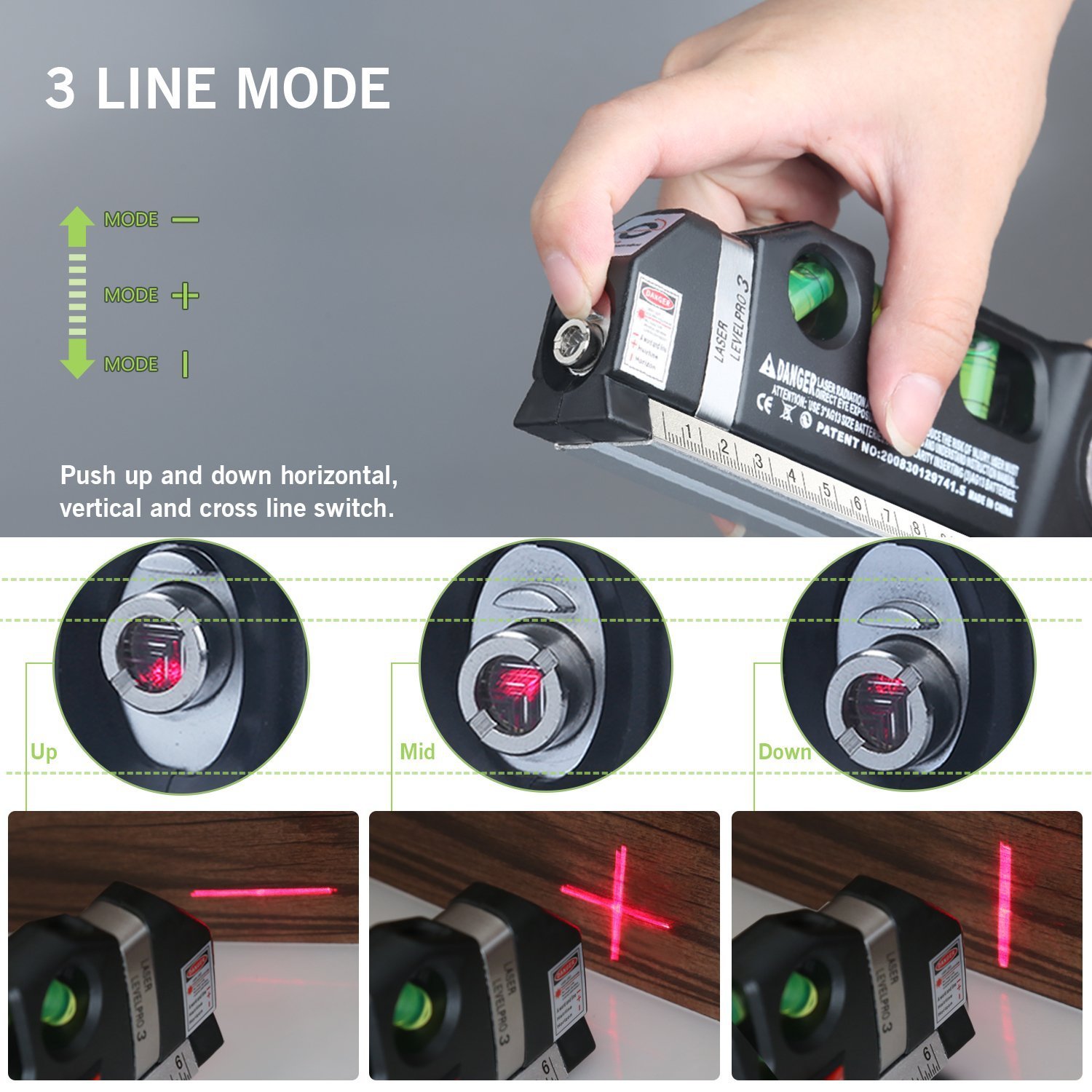 Qooltek Laser Level Line Measure 8ft Tape Ruler Adjusted Standard And Metric Rulers With Metal Tripod Standblack