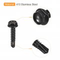 Uxcell 8 X 3 4 Hex Washer Head Self Drilling Screws 100pcs 410 Stainless Steel Sheet Metal Tapping For Wood Black