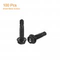Uxcell 8 X 3 4 Hex Washer Head Self Drilling Screws 100pcs 410 Stainless Steel Sheet Metal Tapping For Wood Black
