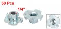 Uxcell 1 4-inch Thread Dia 8mm Height 4 Prongs Fully Threaded Pronged Tee Nuts 50pcs