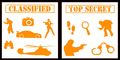 Auto Vynamics Stickerpack-spyset01-10-gorg Gloss Orange Vinyl Detailed Secret Agent Spy Sticker Pack Features Multiple 