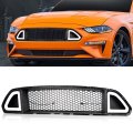 Front Upper Hood Grille W White Drl Led Light For 2015 2016 2017 Ford Mustang 