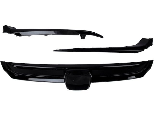 Upper Grille Molding Kit 3 Piece For 2018-2020 Honda Accord Gloss Black Sport Style With Gloss Trim Moldings