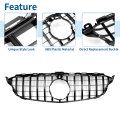 Front Upper Hood Bumper Grille For Mercedes-benz C250 2015-2018 Kidney Grill Black