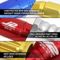 J2 Engineering 7075 T6 Forged Aluminum Lug Nuts M12 X 1 5 20 Piece Set With Spiky Caps And Adapter Black Anodized Finish For